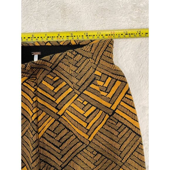 Free People Straight Leg Pull On Pants Size 2 Retro Y2K Yellow Pattern Trousers - Picture 5 of 6
